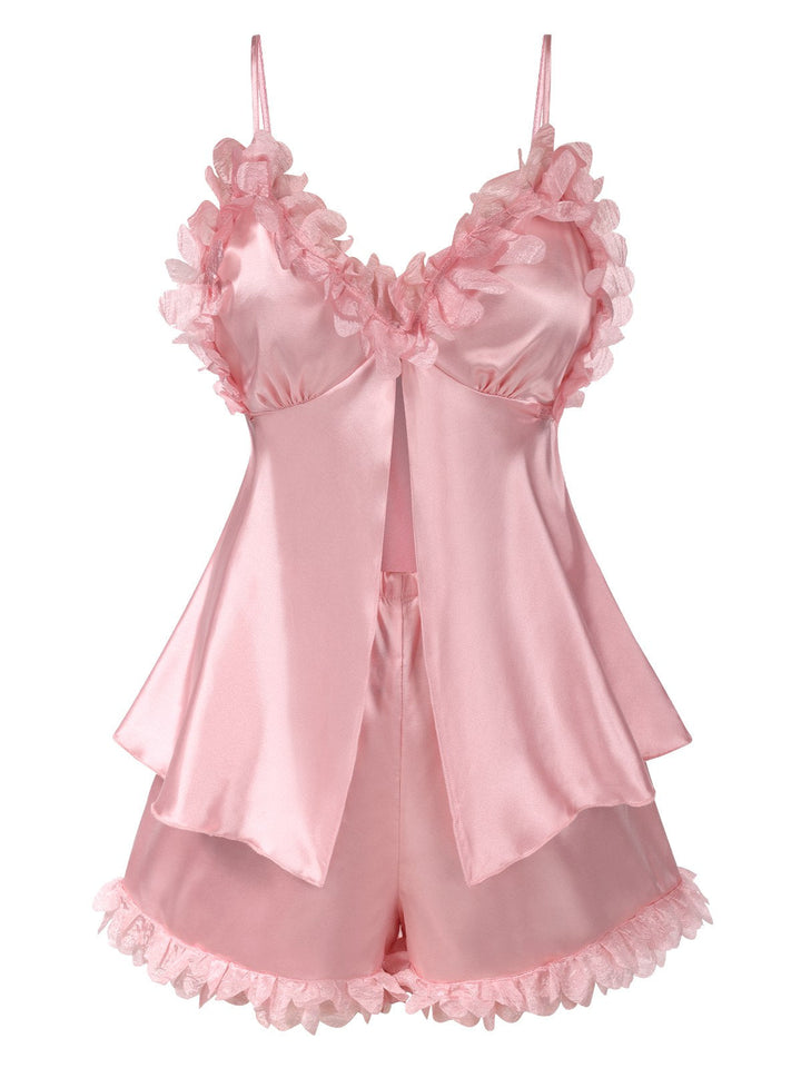Solid Satin VNeck Floral | | vintage fashion, retro style