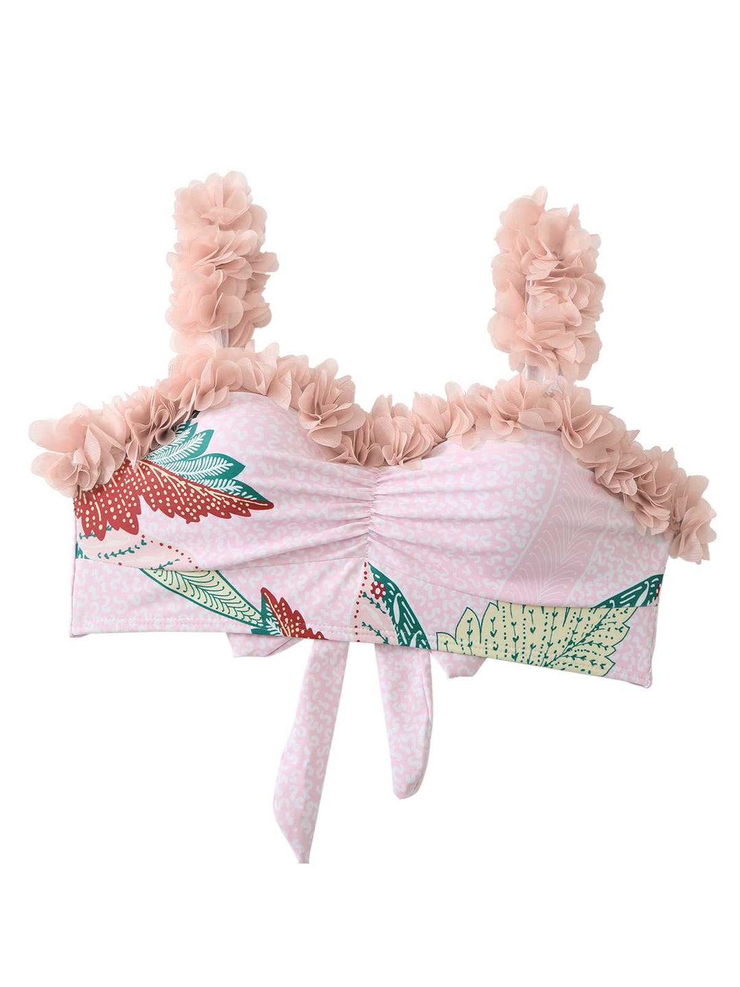 This Pink 1950s Spaghetti Strap 3D Floral Swimsuit carries 1950s vacation dreams in every stitch
