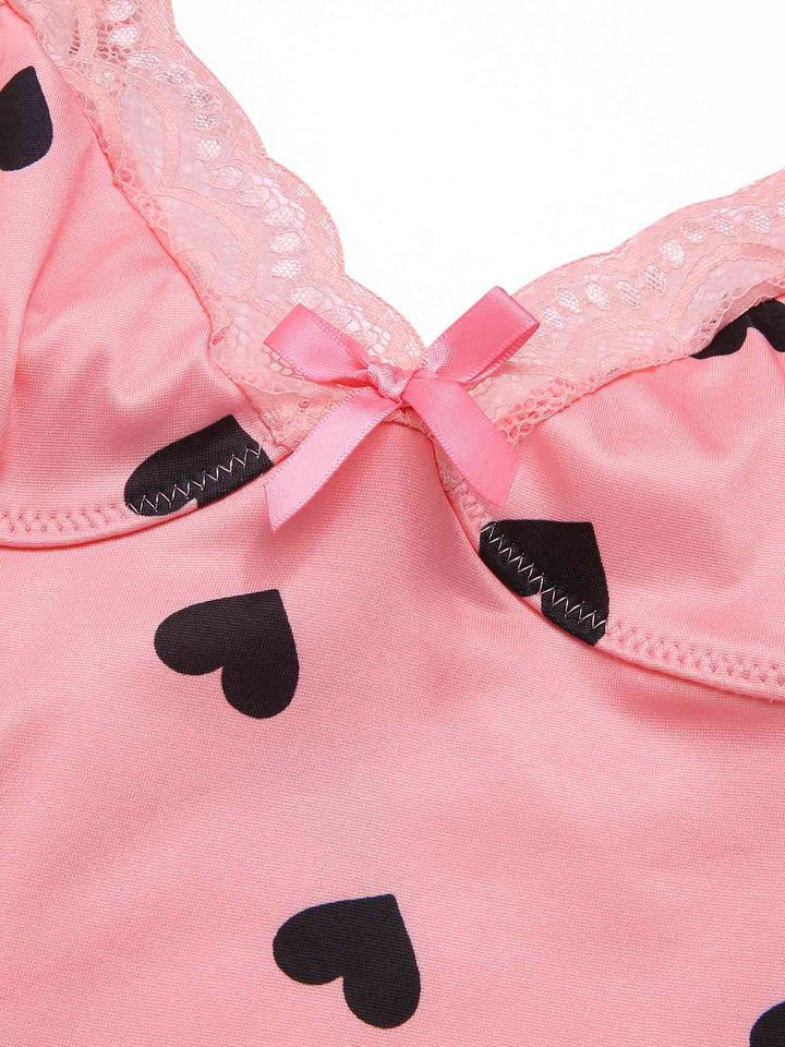 Pink Spaghetti Straps Lace Hearts Nightgown, vintage fashion, retro style - perfect for women who love vintage and retro fashion