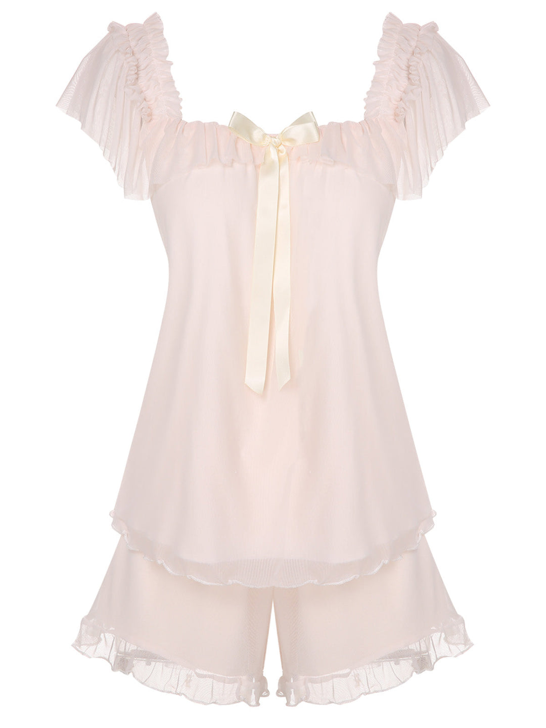 Pink 1950s Square Collar Ribbon Pajamas, vintage pajamas, retro nightwear - perfect for women who love vintage and retro fashion