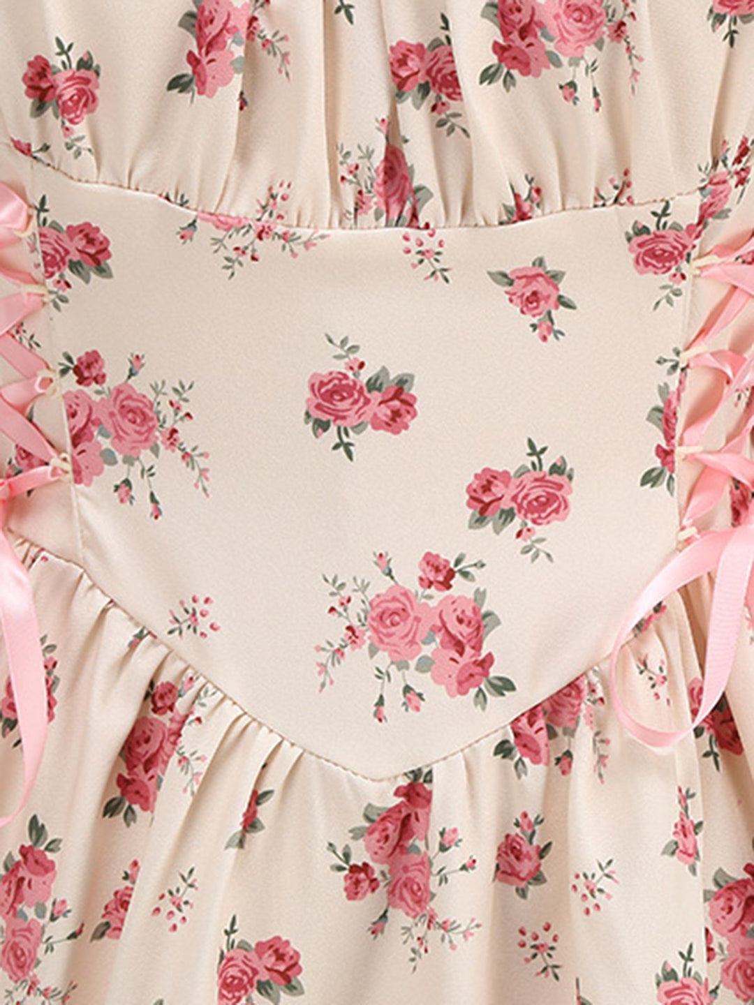 Pink 1950s Strap Ditsy Floral Lace-Up A-Line Dress — the kind of 1950s dress that makes strangers smile