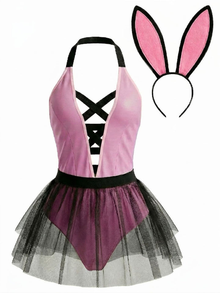 Pink Strappy Tulle Bunny Costume Set - vintage fashion, retro style