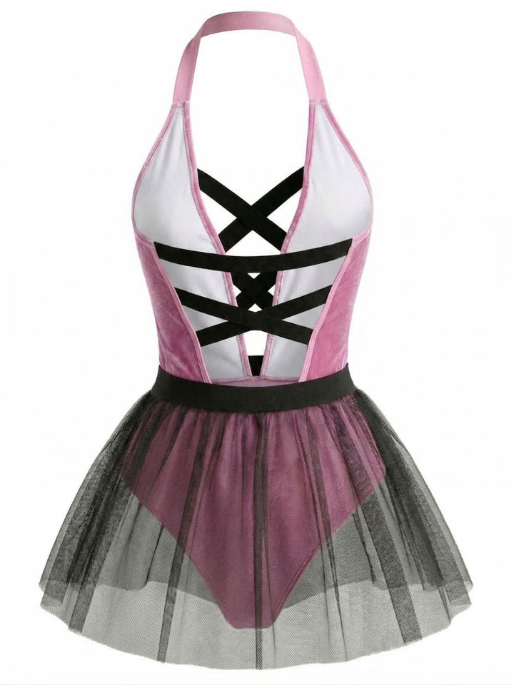 Pink Strappy Tulle Bunny Costume Set - vintage fashion, retro style