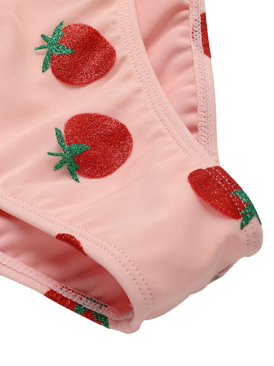 Pink 1950s Strawberry Lace-Up Halter Swimsuit, vintage swimsuit, pin-up swimwear - perfect for women who love vintage and retro fashion