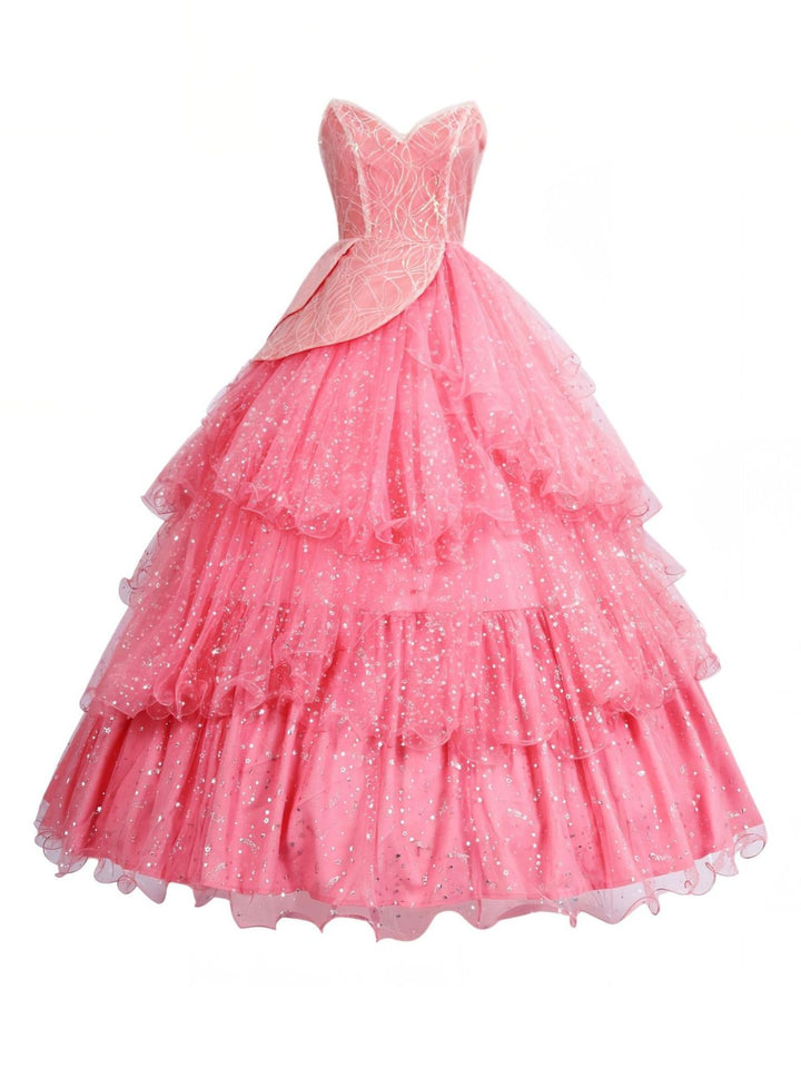 She slips into this Pink 1950s Wicked Glitter Mesh Swing Dress and suddenly it&