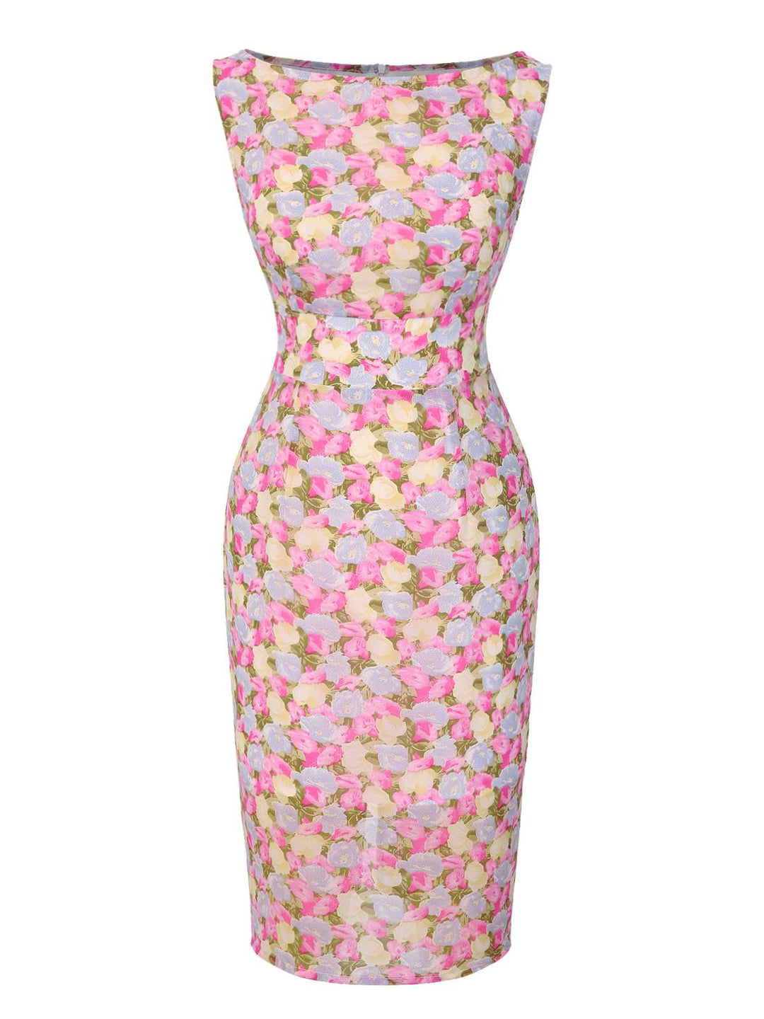 Pink 1960s Boat Neck Floral Bodycon Dress - vintage dress, retro fashion