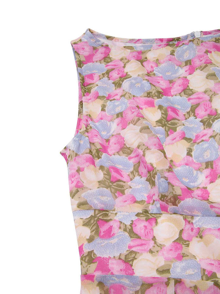 Pink 1960s Boat Neck Floral Bodycon Dress - vintage dress, retro fashion