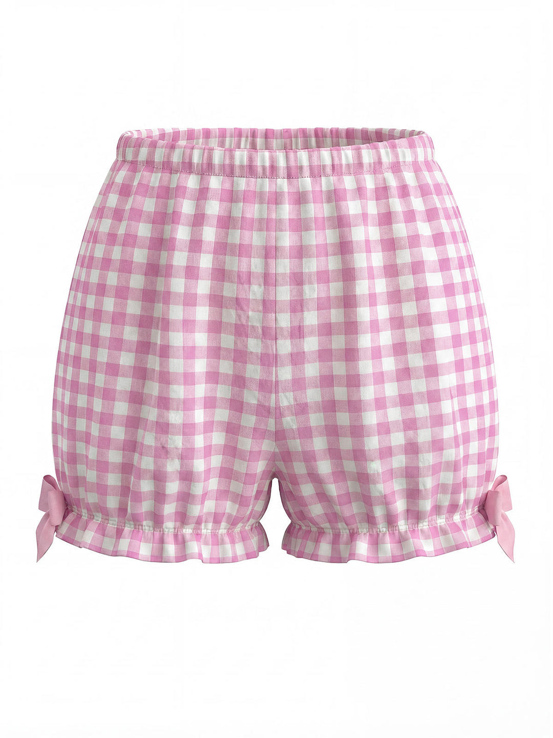Pink Bow Gingham Ruffle Pajama Set - vintage fashion, retro style