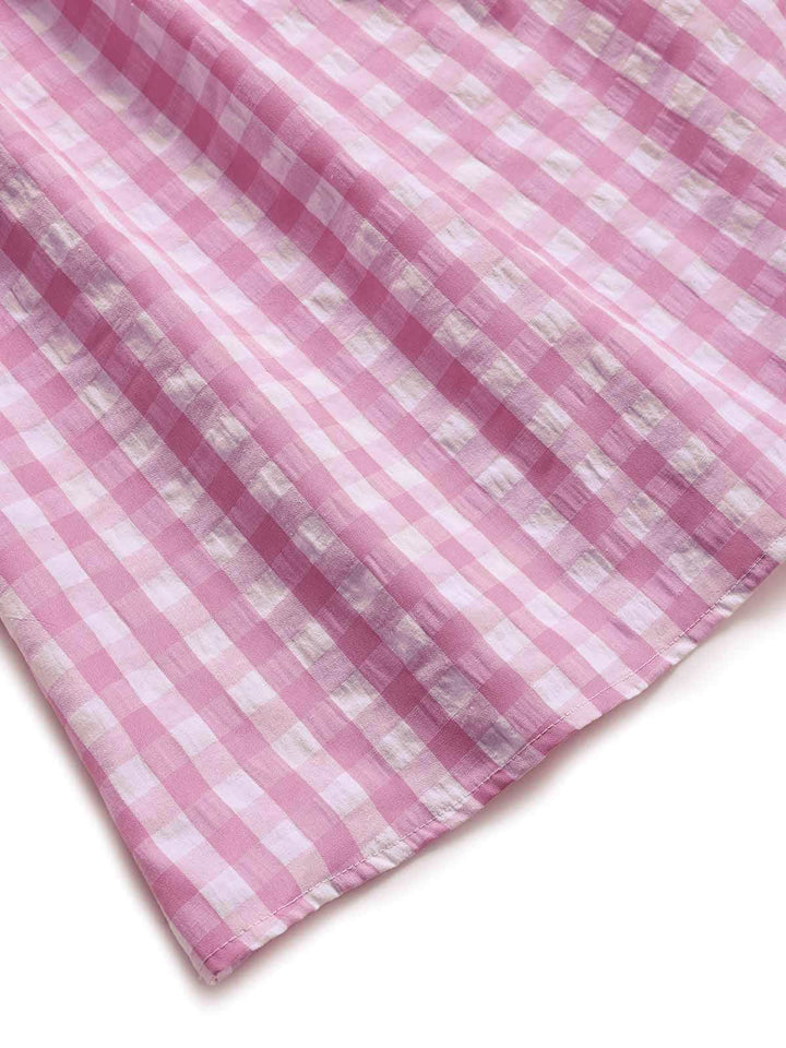Pink Bow Gingham Ruffle Pajama Set - vintage fashion, retro style