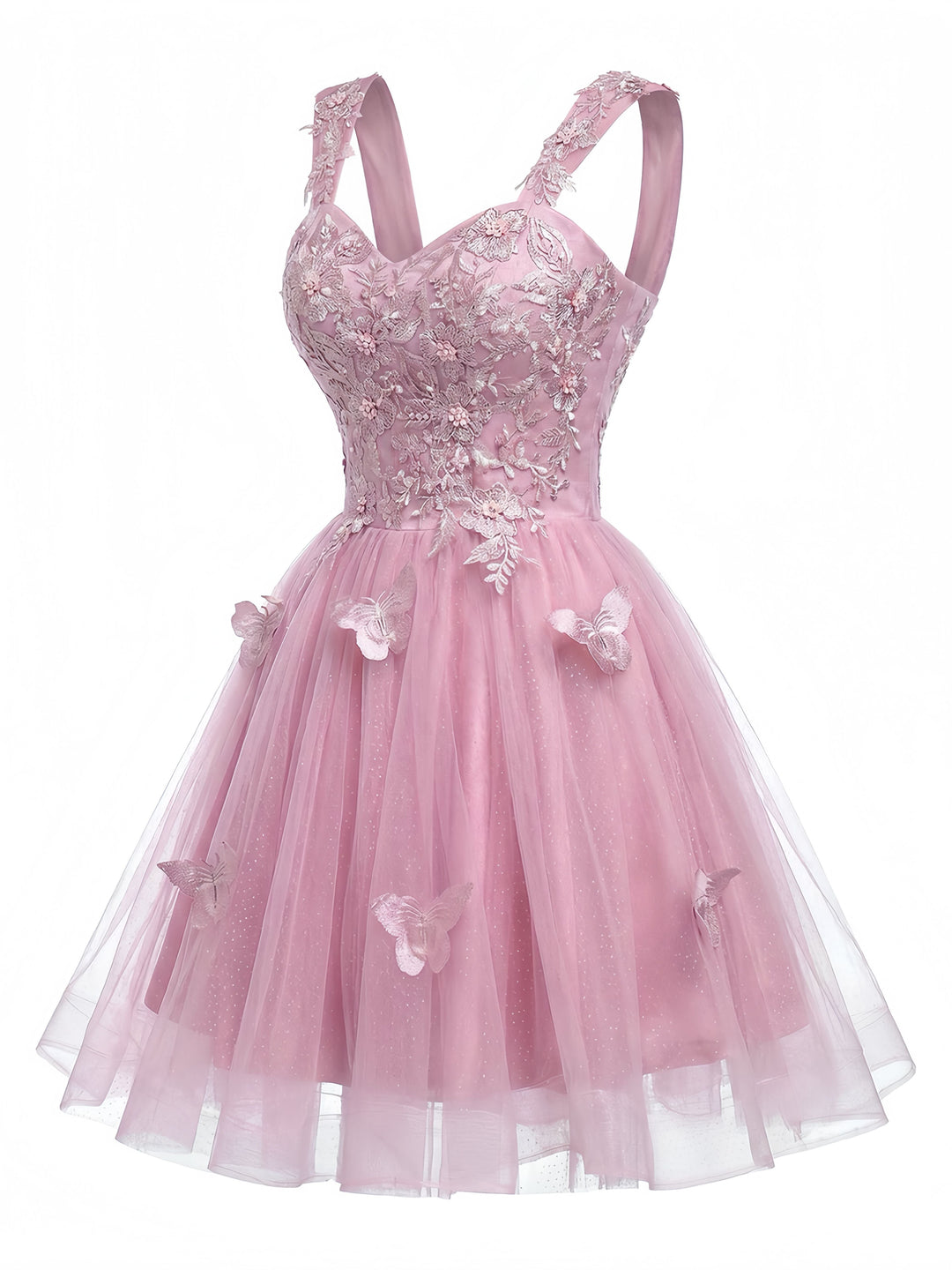 Pink 1960s Butterfly Tulle Glitter Homecoming Mini Dress, vintage dress, retro fashion - perfect for women who love vintage and retro fashion