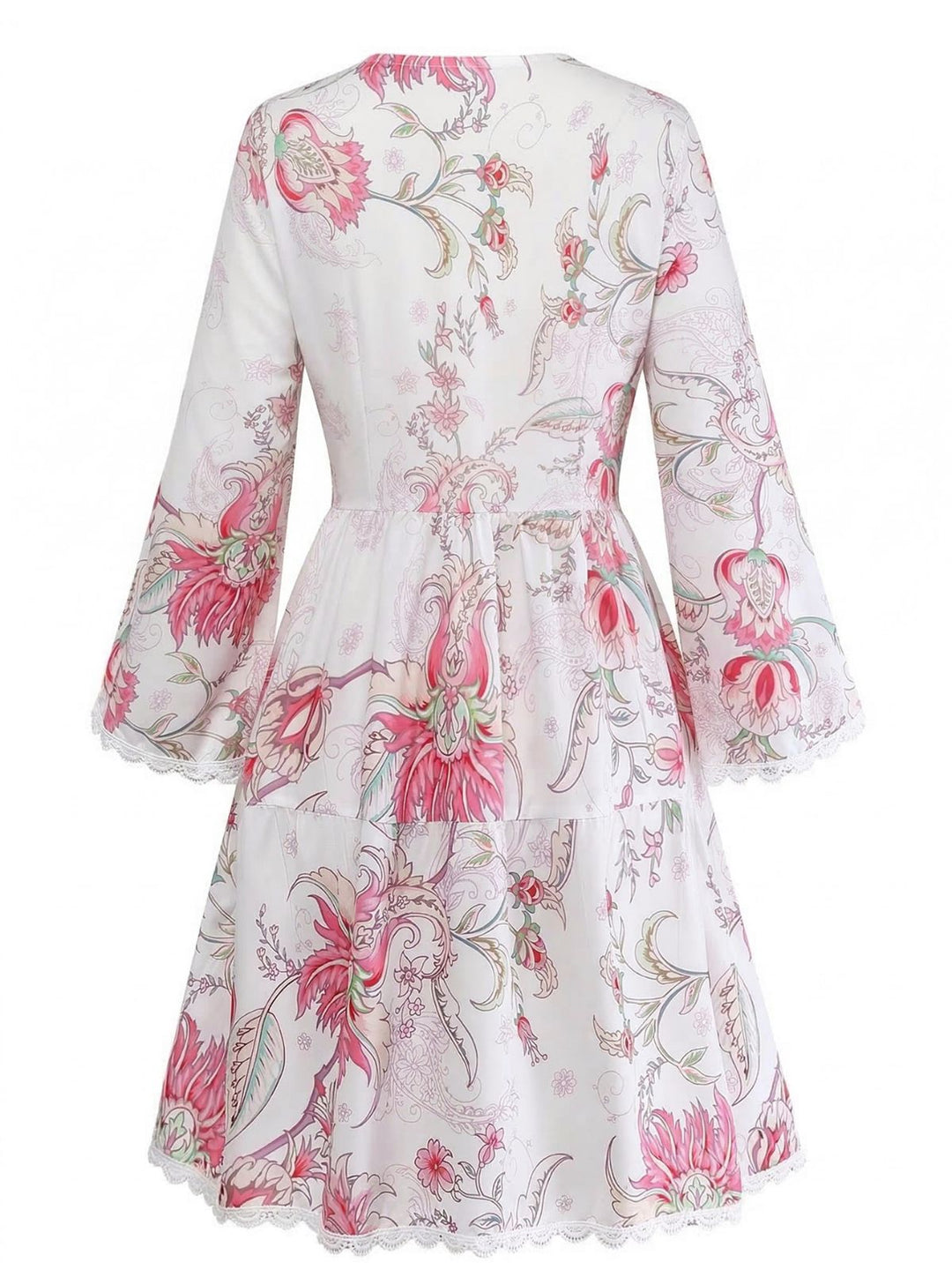 Pink 1960s Floral Cutout Print V-Neck Lace Dress: beautiful vintage dress, retro fashion, elegant style with timeless appeal