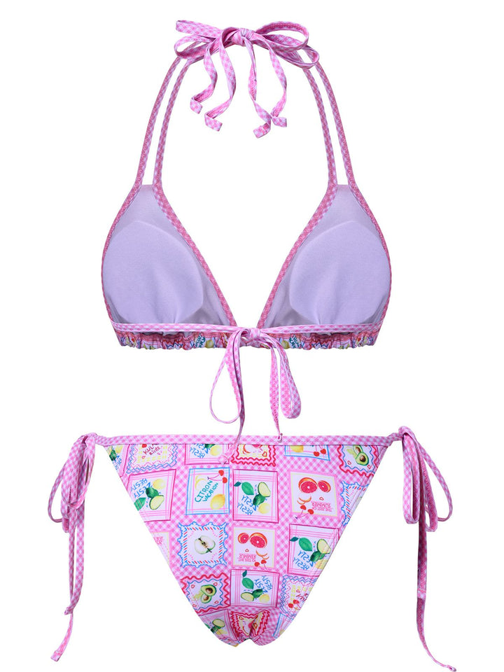 1960s Fruits Plaid Halter Bikini | 1960s | vintage swimsuit, retro beachwear