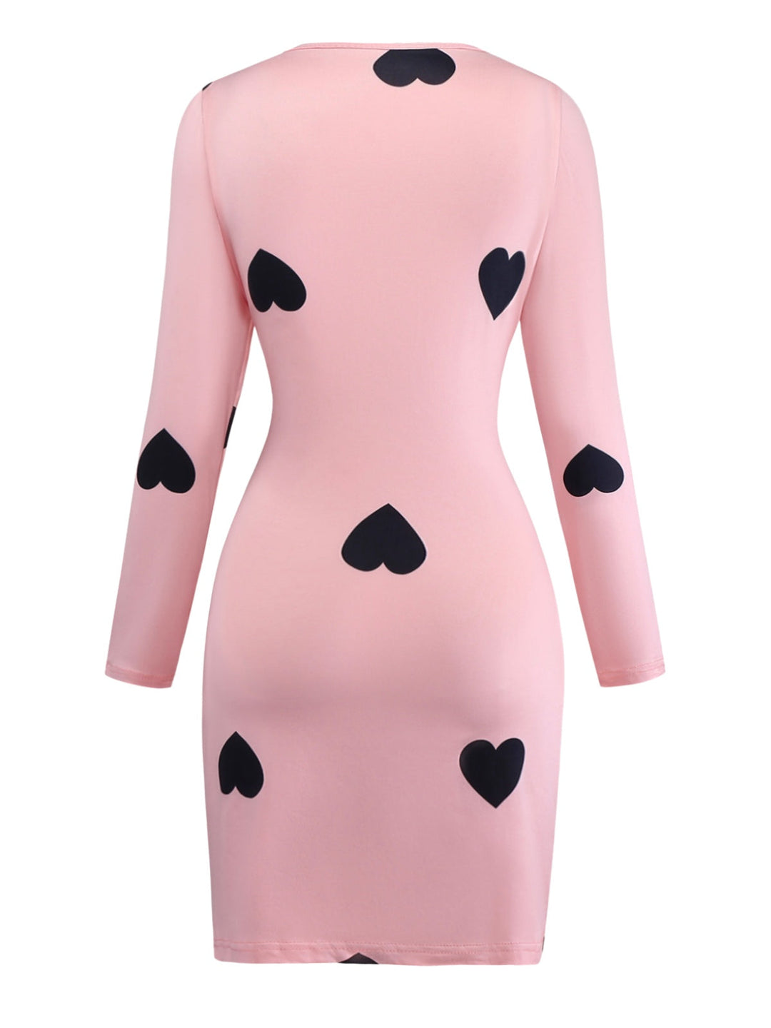 Pink 1960s Heart Round Neck Bodycon Dress - vintage dress, retro fashion