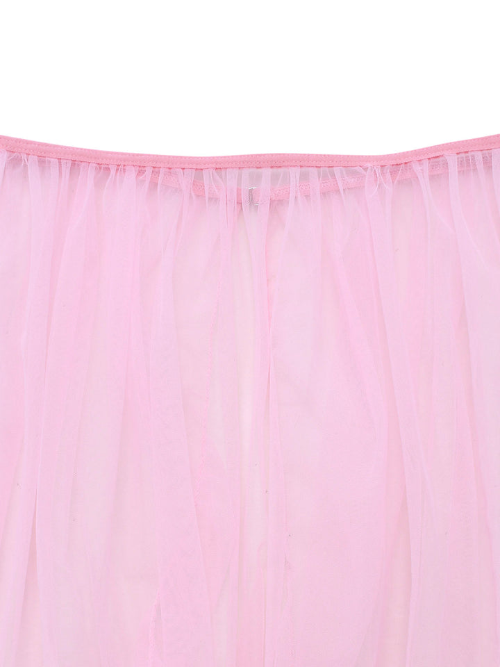 Pink Spaghetti Strap Sheer Pajama Set 2