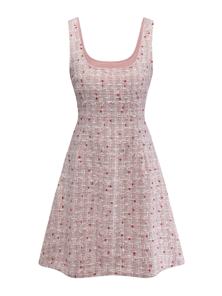 Pink 1960s Plaid Tweed Mini Pinafore Dress - vintage dress, retro fashion