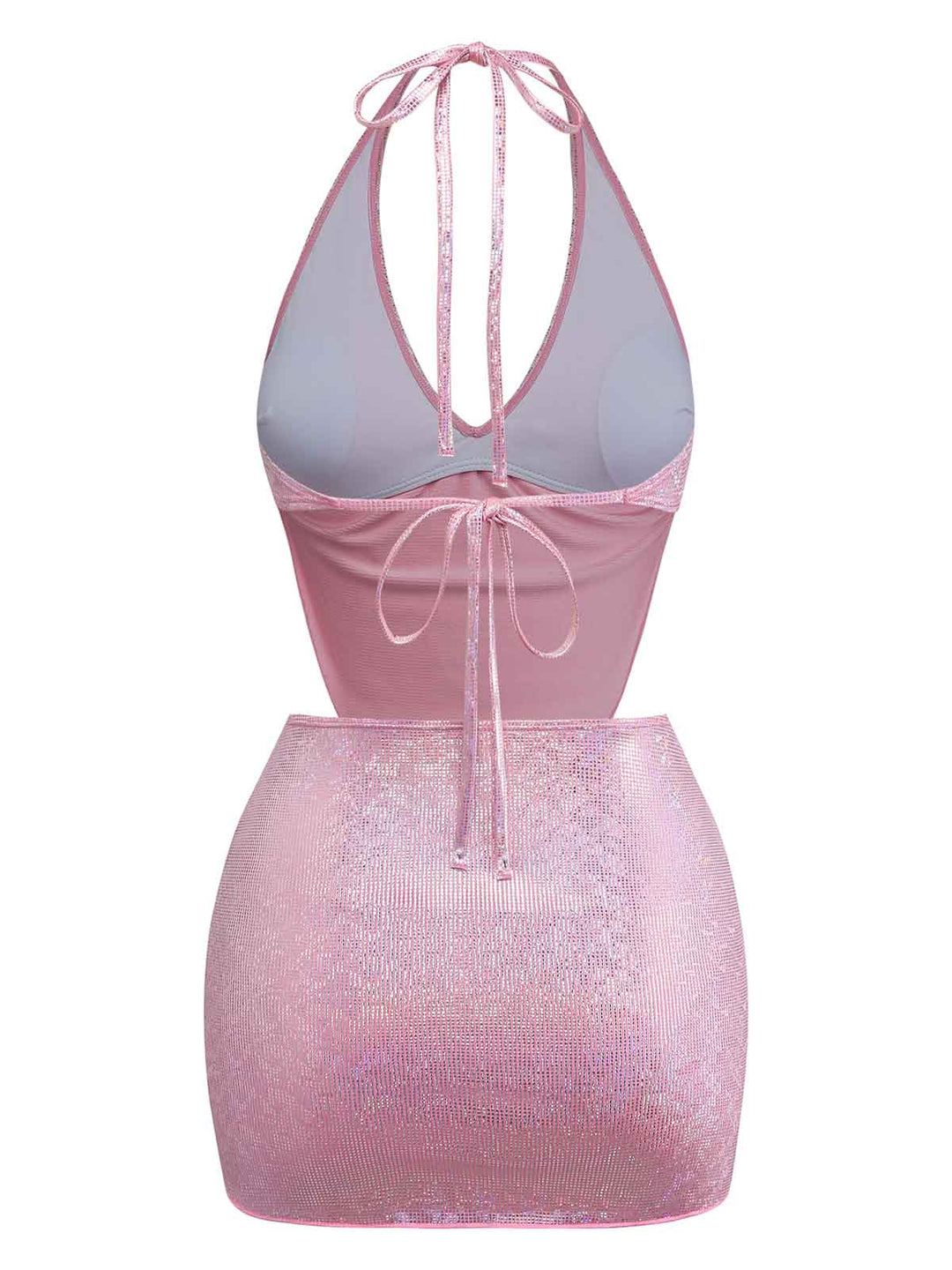 Pink Sequin Metallic Halter Two Piece Skirt Set, vintage skirt, retro style - perfect for women who love vintage and retro fashion