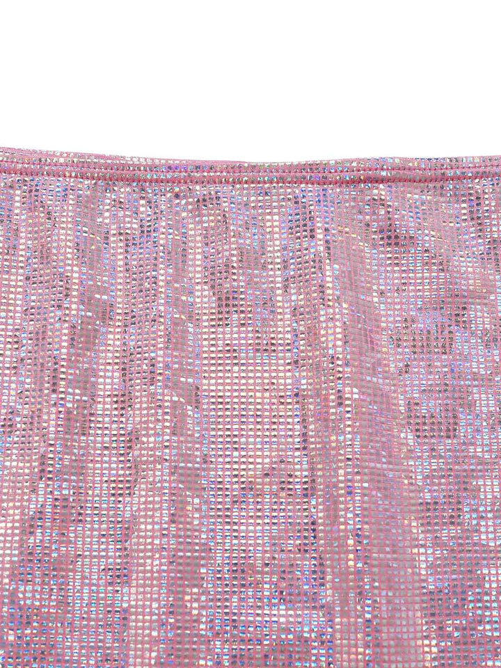 Pink Sequin Metallic Halter Two Piece Skirt Set, vintage skirt, retro style - perfect for women who love vintage and retro fashion