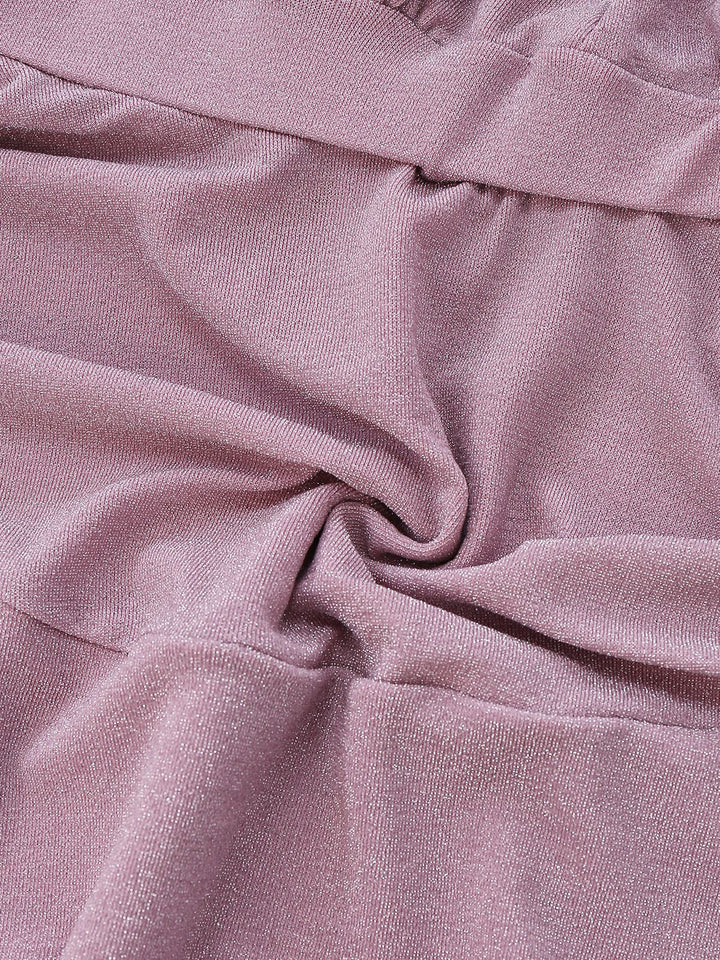 Pink 1960s Solid Glitter Deep V-Neck Mini Dress - vintage dress, retro fashion