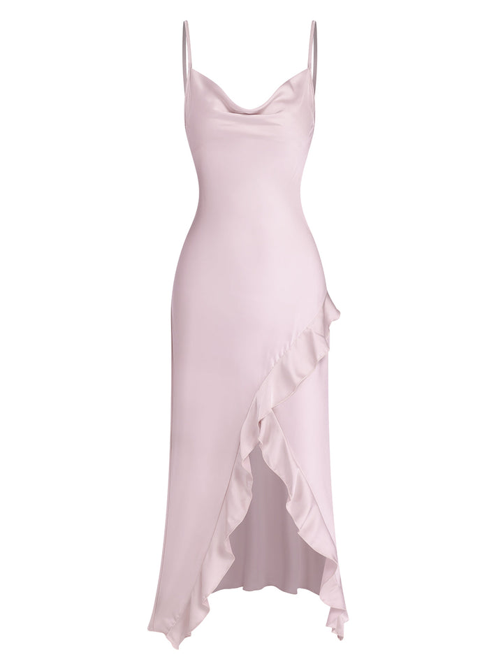 Solid Satin Ruffled Tulip | | vintage dress, retro fashion