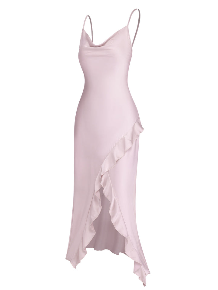 Solid Satin Ruffled Tulip | | vintage dress, retro fashion