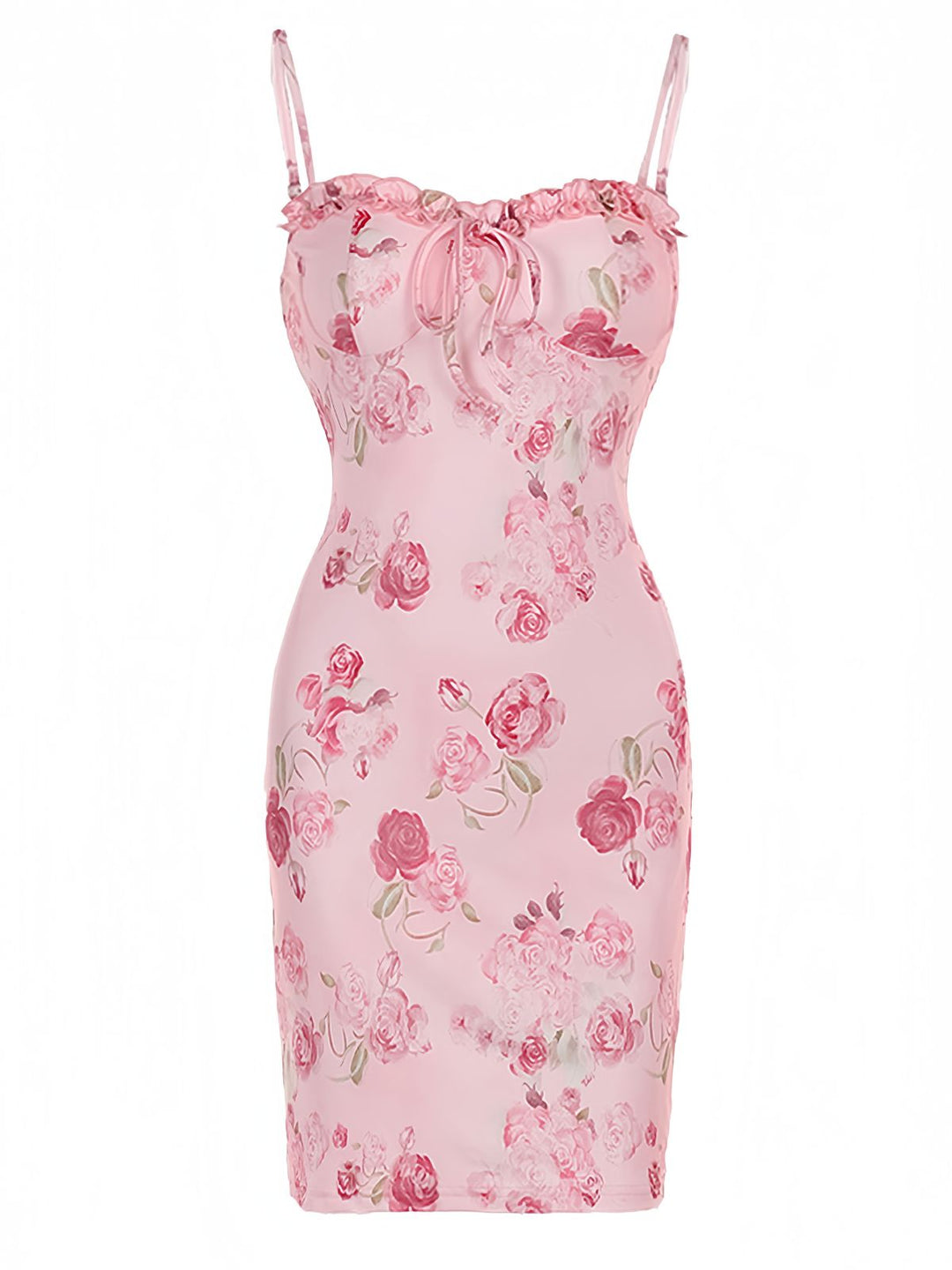 Pink Spaghetti Strap Roses Nightgown - vintage nightgown, retro sleepwear