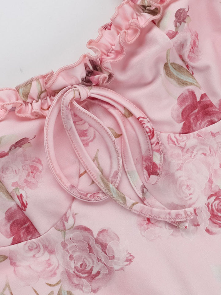 Pink Spaghetti Strap Roses Nightgown - vintage nightgown, retro sleepwear