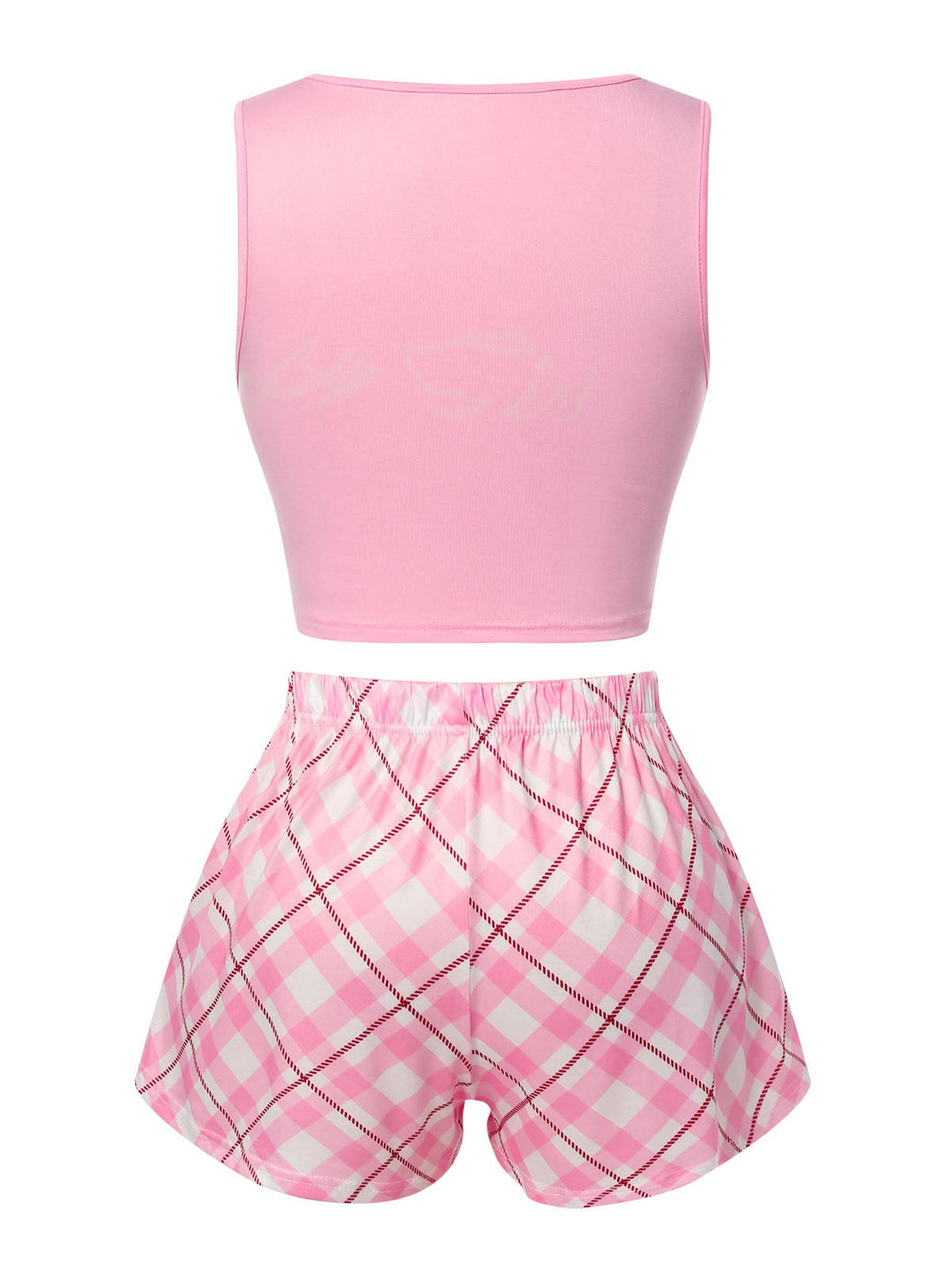 Pink Baby Girl Tank Top &amp; Plaid Shorts Pajamas, vintage top, retro blouse - perfect for women who love vintage and retro fashion