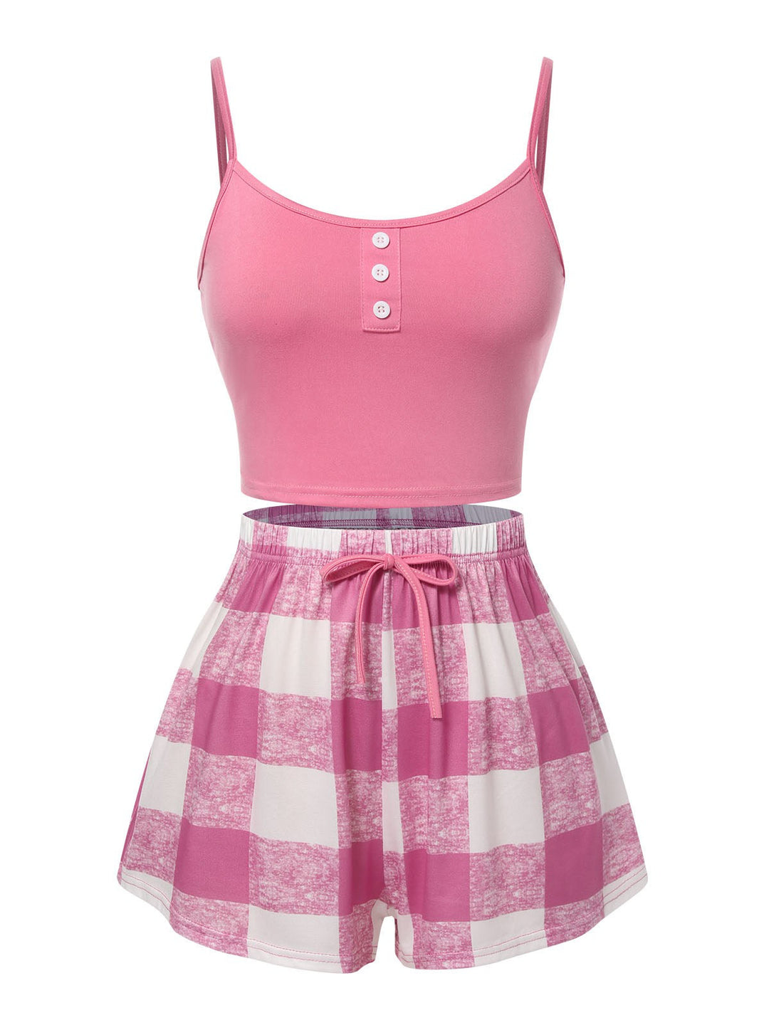 Pink Camisole Top &amp; Plaid Shorts Pajamas, vintage top, retro blouse - perfect for women who love vintage and retro fashion