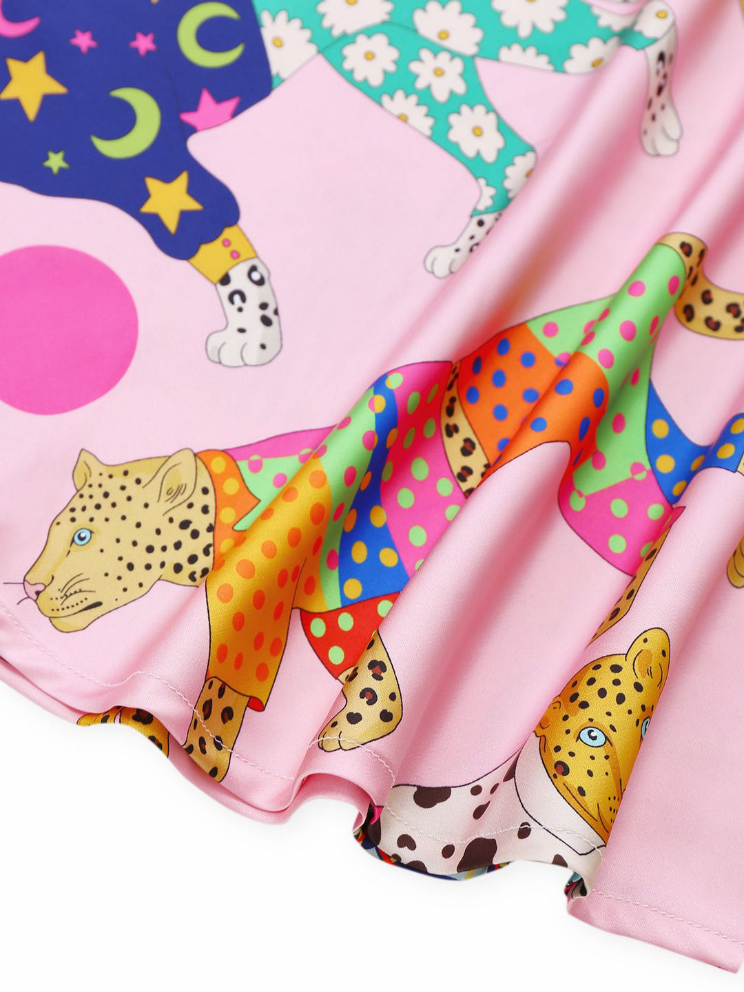 Pink Cheetah Print Satin Slip Nightdress - vintage dress, retro fashion