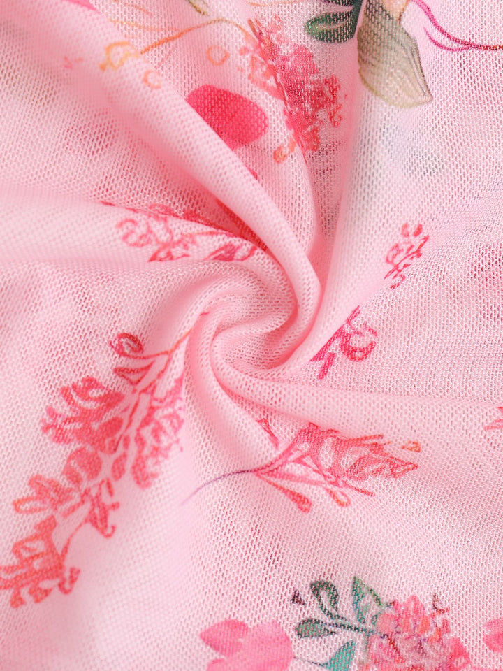 Pink Floral Lace Sheer Nightgown - vintage nightgown, retro sleepwear