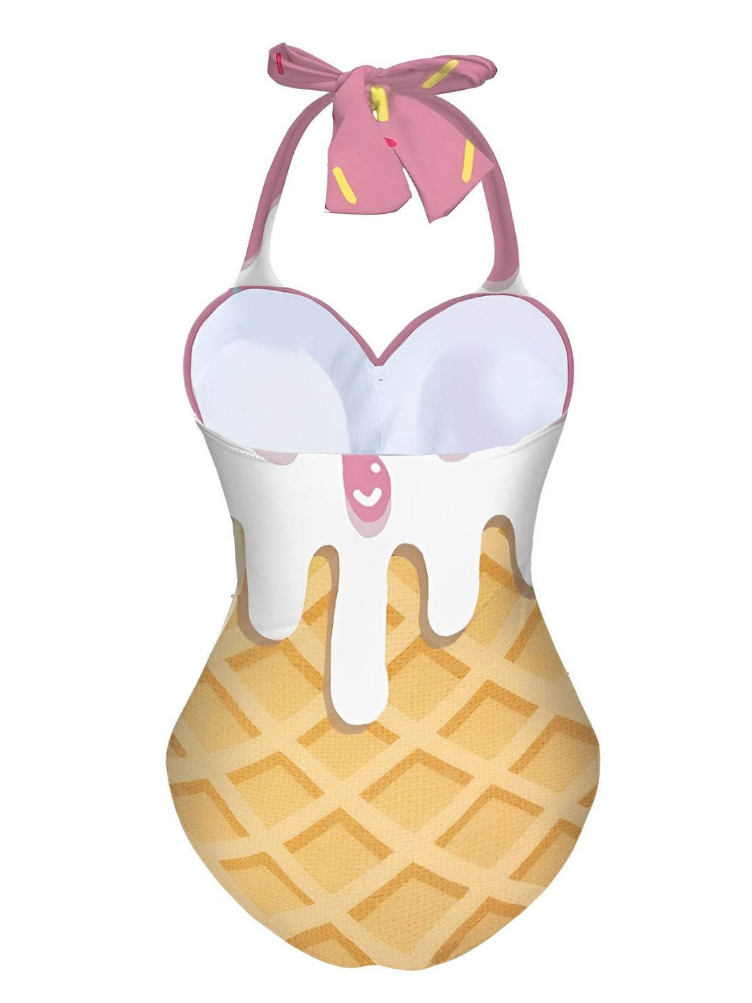 Pink Ice-Cream Halter Swimsuit: beautiful vintage swimwear, retro swimsuit, style with timeless appeal