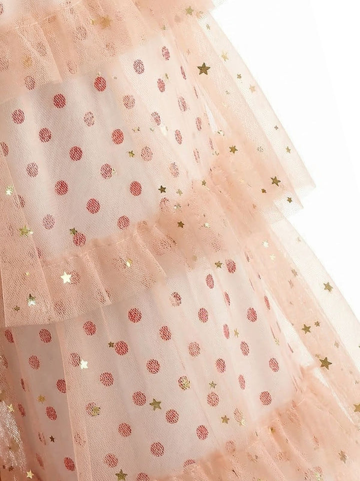 Pink 1970s Polka Dot Tulle Tiered Ruffle Pants - vintage fashion, retro style, classic elegance for vintage lovers