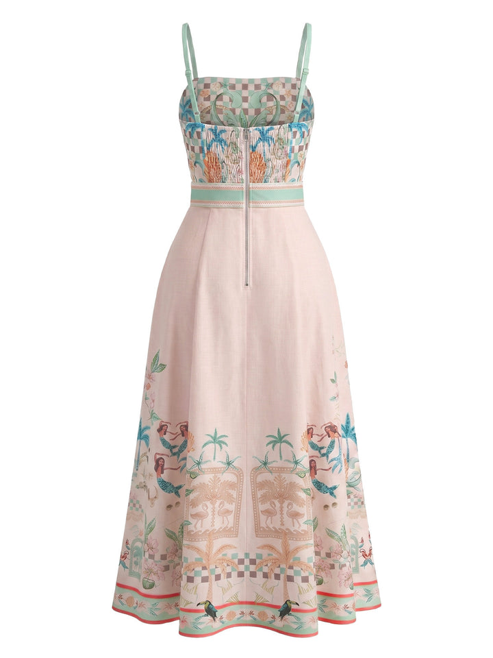 Pale Pink 1950s Floral Cami Classic Dress 2