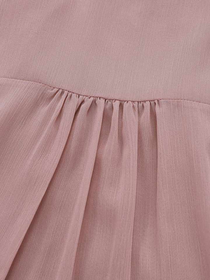Pink 1980s Chiffon Ruffled High-Neck Blouse - vintage fashion, style