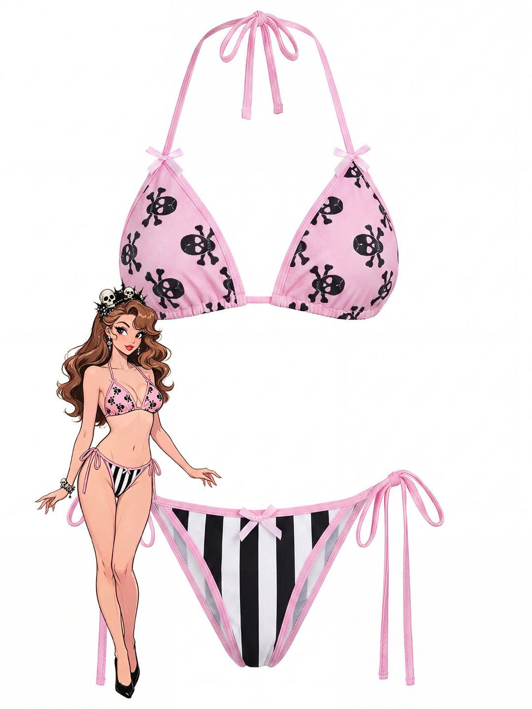 [Pre-Sale] Peach Pink Striped Bikini Set Bikini Set
