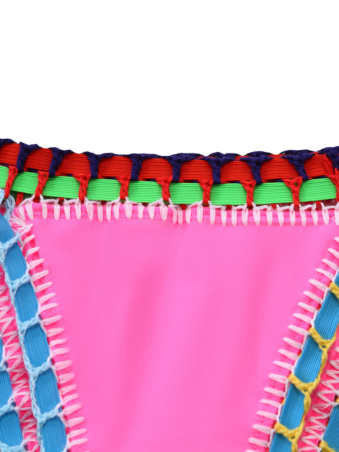 Pink 1980s Knitted Colorful Ribbons Bikini Set | vintage swimwear, retro swimsuit, pin-up style - perfect for retro fashion enthusiasts
