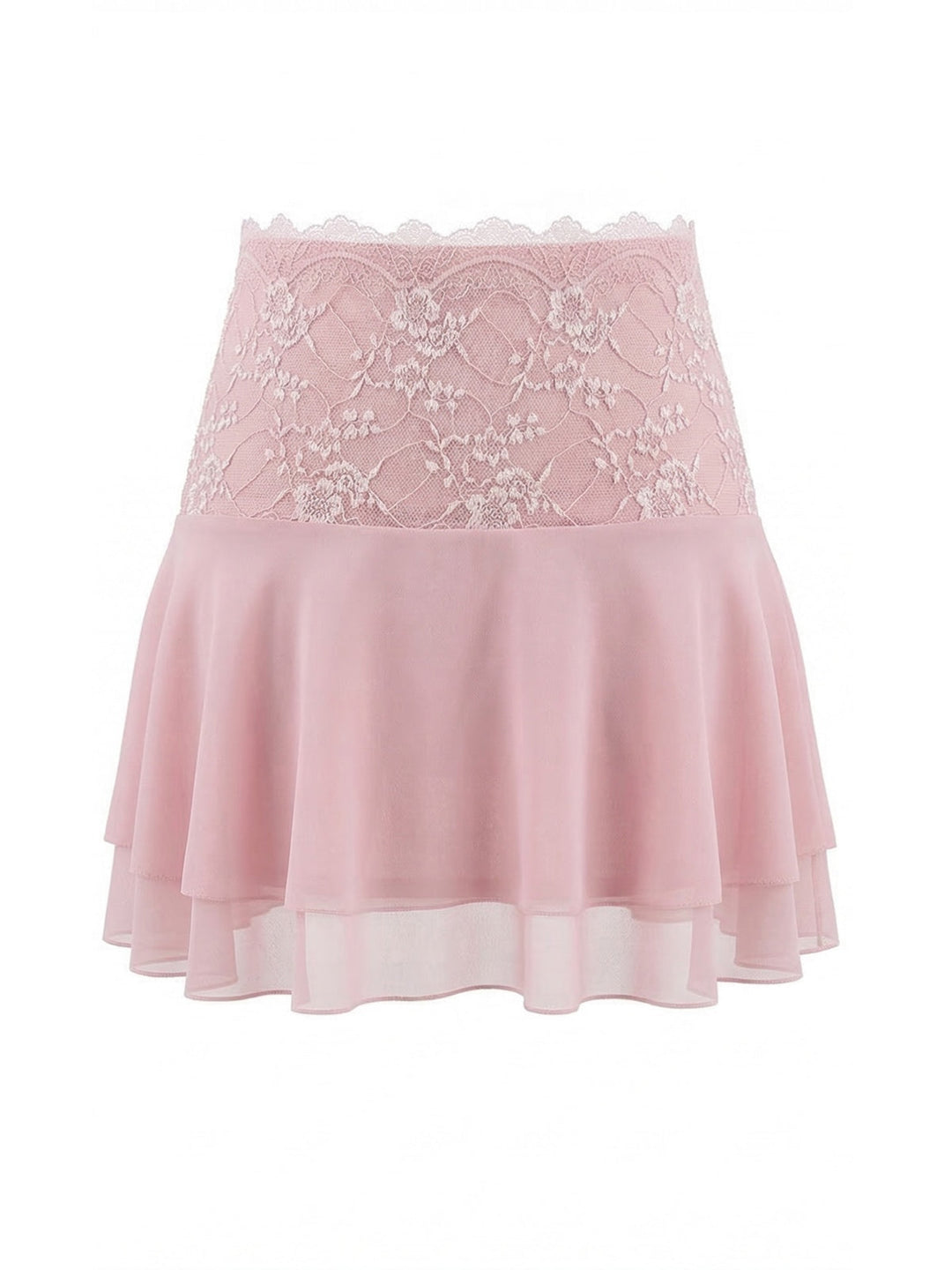 Pink 1980s Lace Embroidered Mini Skirt - vintage skirt, retro style for vintage lovers
