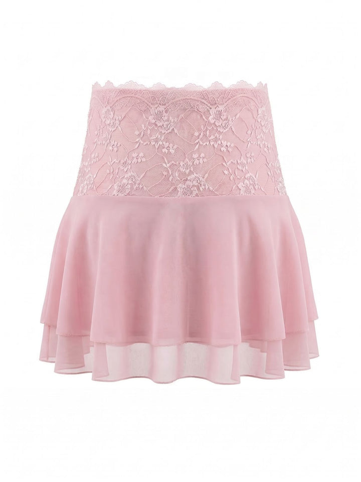 Pink 1980s Lace Embroidered Mini Skirt, vintage skirt, retro style - perfect for women who love vintage and retro fashion