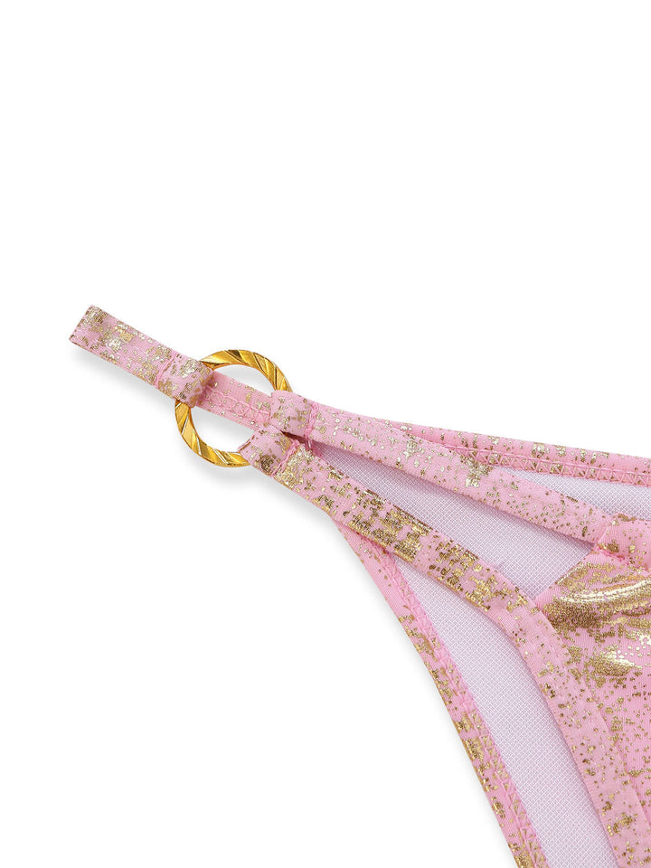Pink--Metallic-Ring-Triangle-Halter-Bikini-Set, vintage, retro, swimwear