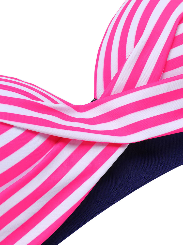 Pink &amp; Blue 1950s Striped Halter Swimsuit: timeless style reimagined