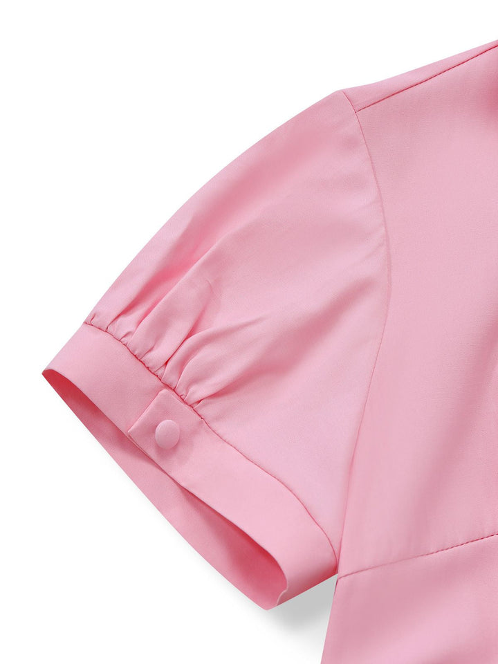 Pink &amp; Gray 1930s Bow Collar Lapel Jumpsuit - vintage jumpsuit, retro fashion