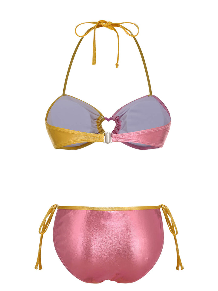 Pink &amp; Yellow 1970s Heart Ring Bikini Set, vintage swimsuit, pin-up swimwear - perfect for women who love vintage and retro fashion