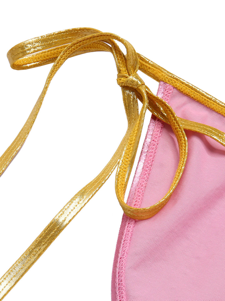 Pink &amp; Yellow 1970s Heart Ring Bikini Set, vintage swimsuit, pin-up swimwear - perfect for women who love vintage and retro fashion