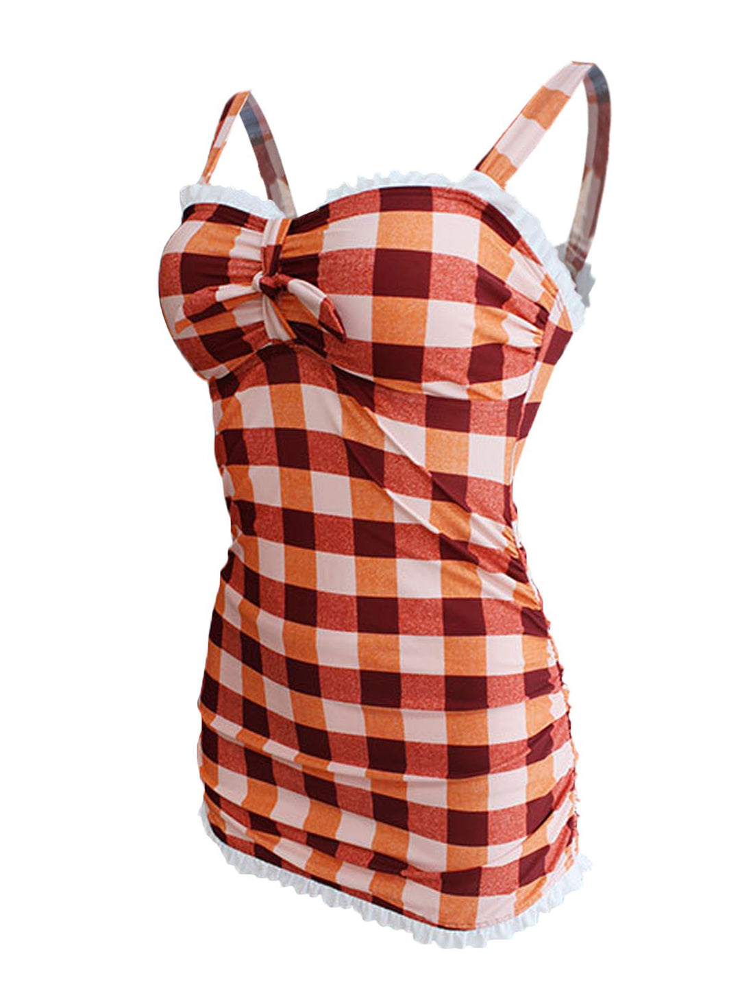 Plaid Bow Strap Ruffled Tankini — vintage elegance for the modern woman