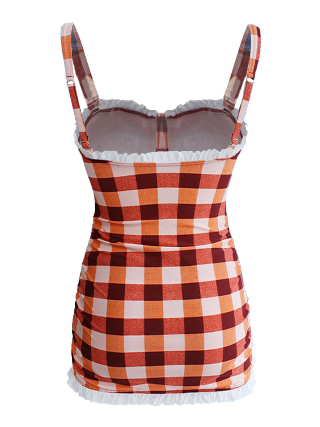 Plaid Bow Strap Ruffled Tankini: timeless style reimagined