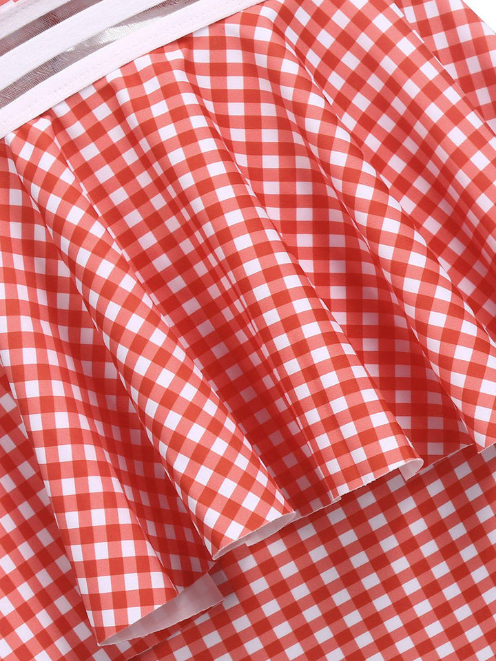 Plaid Ruffle Criss Cross Tankini, classic vintage style elegant retro fashion - Image 9