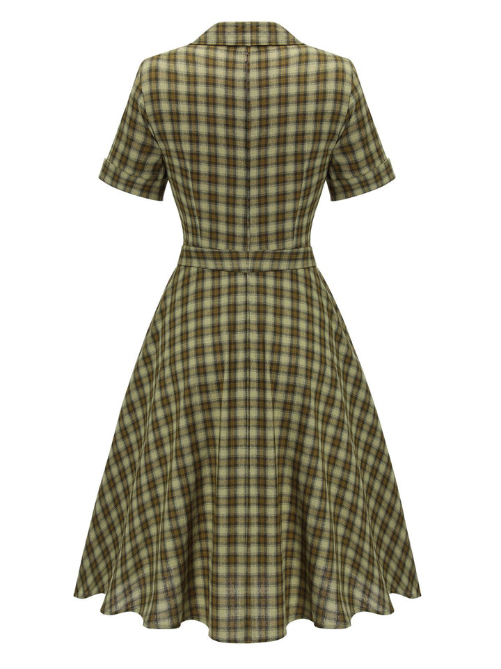 Plaids 1950s Buttoned Belted Swing Dress — vintage elegance for the modern woman
