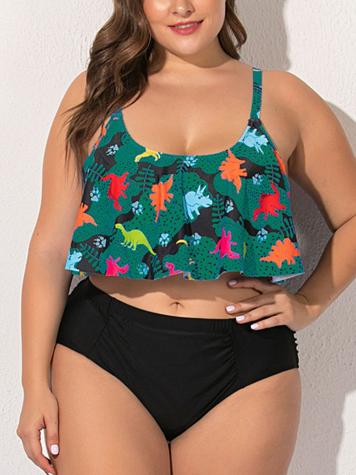 Plus Size Dinosaur Tankini Set - vintage fashion, retro style