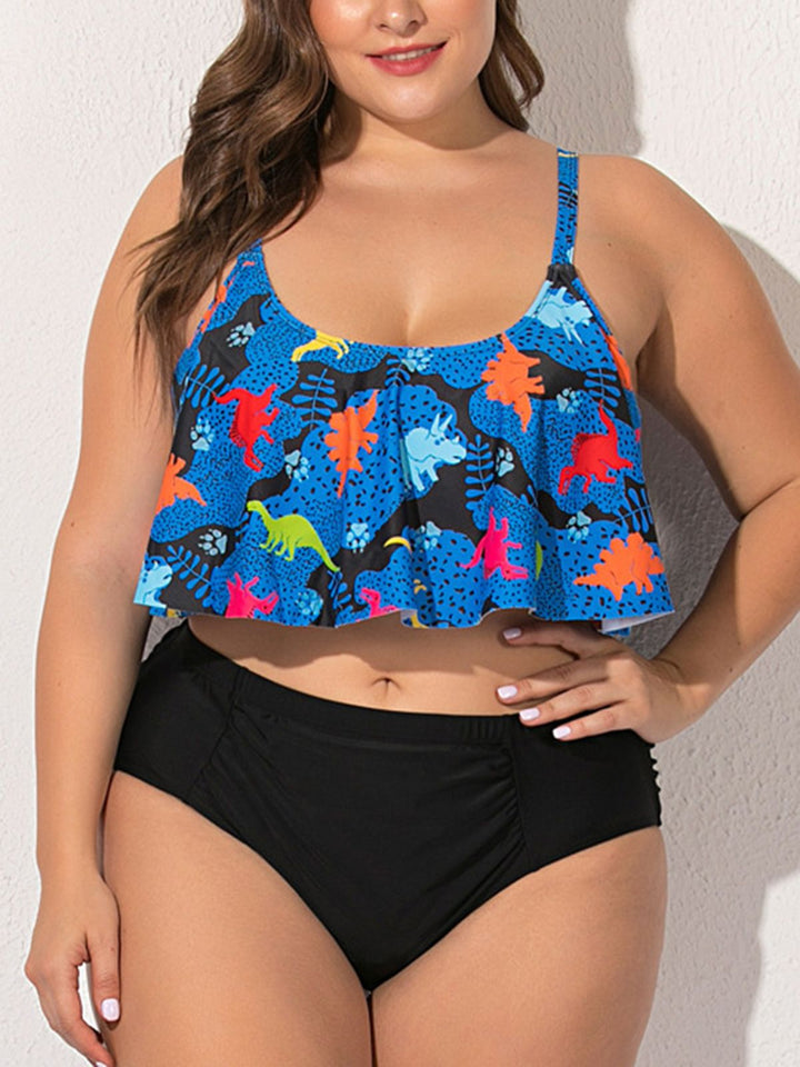 Plus Size Dinosaur Tankini Set - vintage fashion, retro style