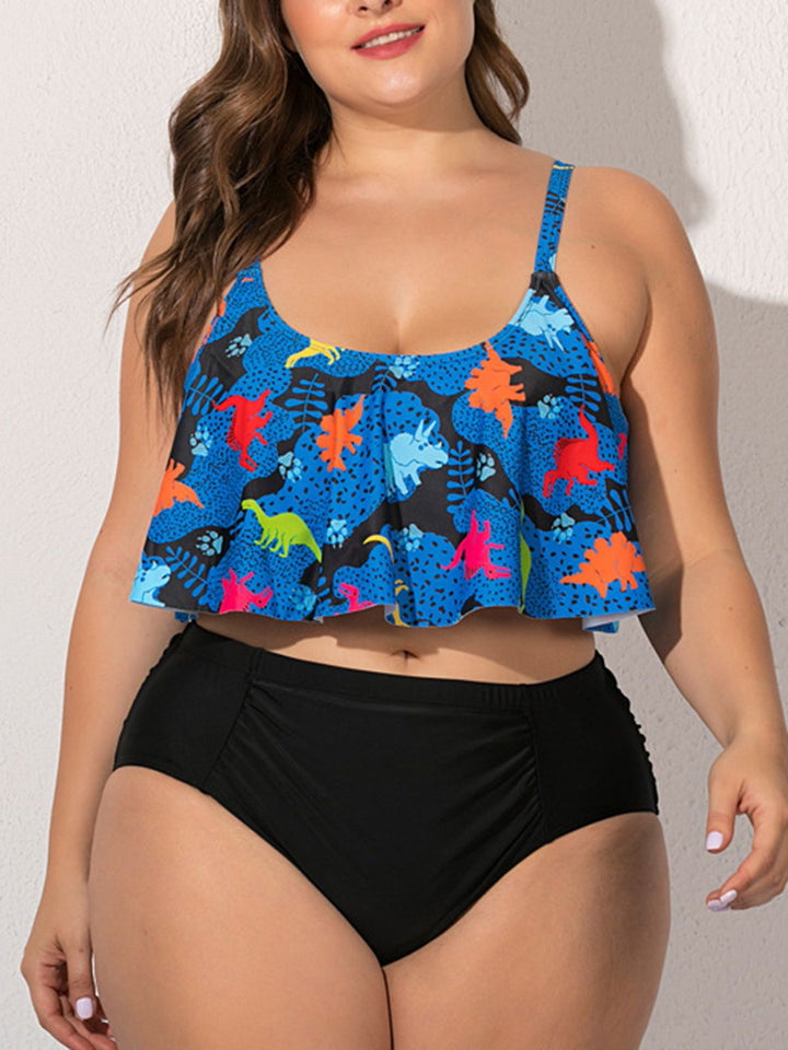 Plus Size Dinosaur Tankini Set - vintage fashion, retro style